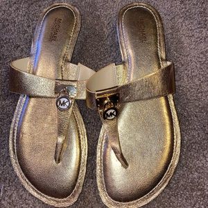 Gold Michael Kors Flipflops